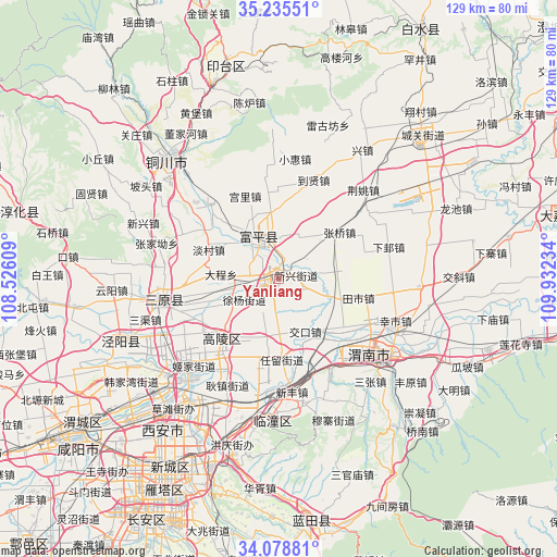 Yanliang on map