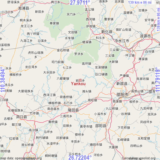 Yankou on map