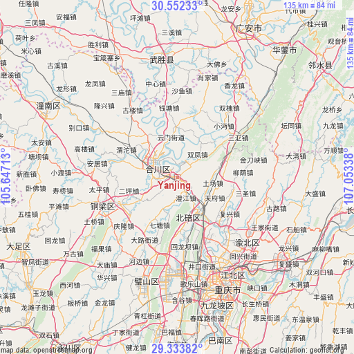 Yanjing on map