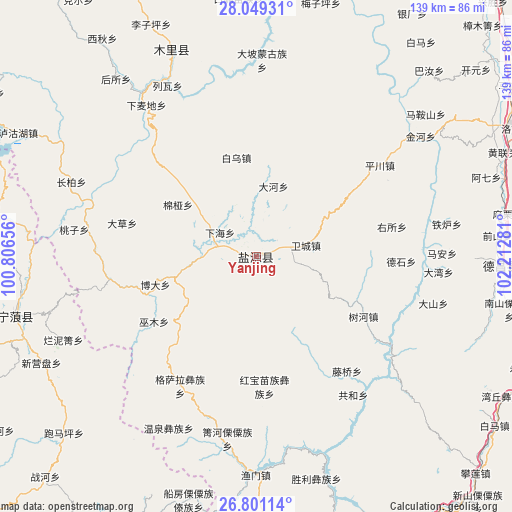 Yanjing on map