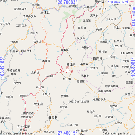 Yanjing on map