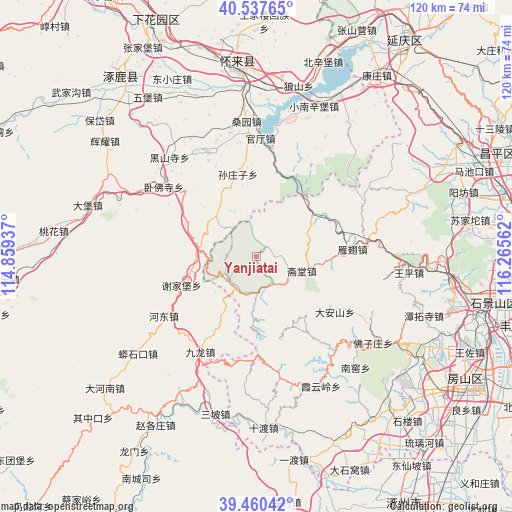 Yanjiatai on map