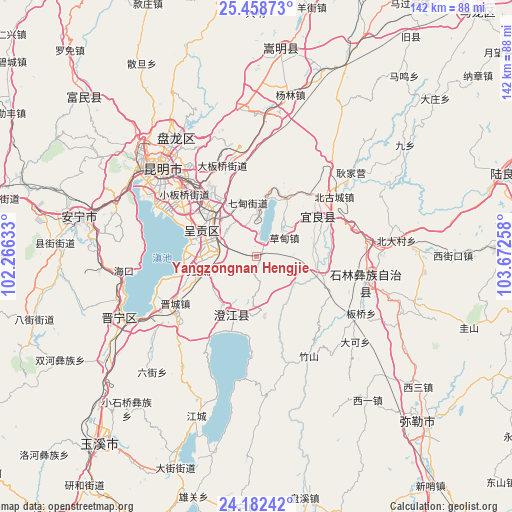 Yangzongnan Hengjie on map
