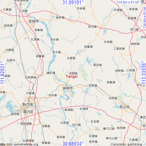 Yangzi on map