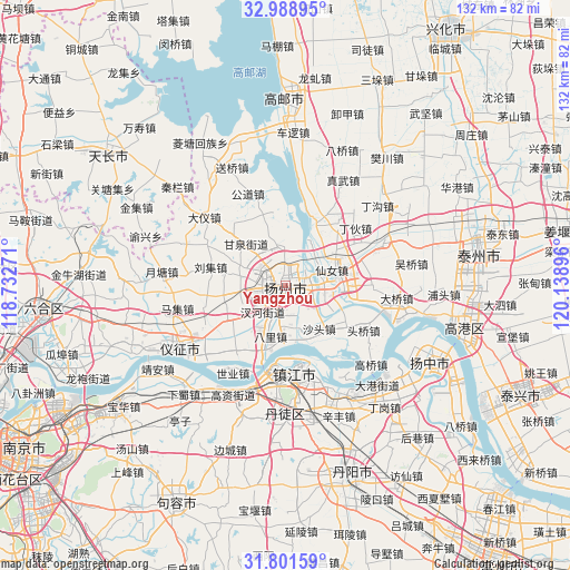 Yangzhou on map