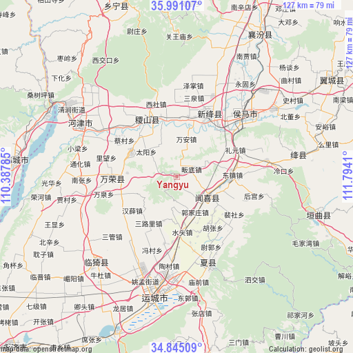 Yangyu on map