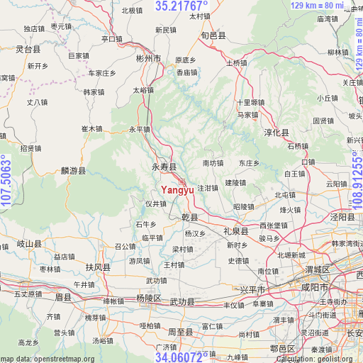 Yangyu on map