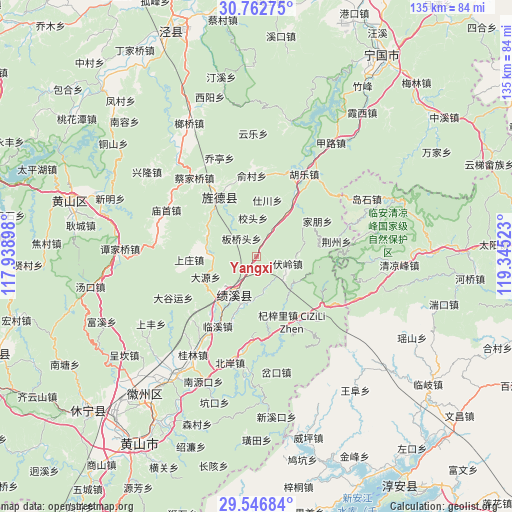 Yangxi on map