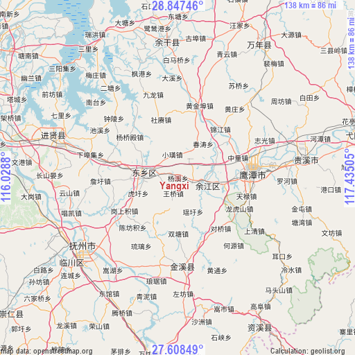 Yangxi on map