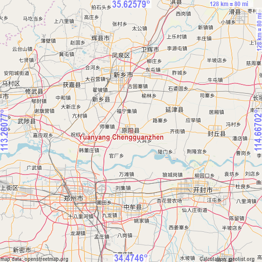 Yuanyang Chengguanzhen on map