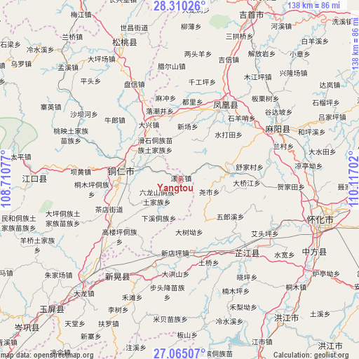 Yangtou on map
