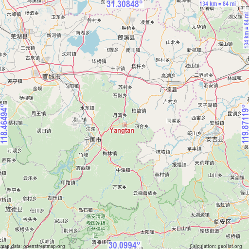 Yangtan on map