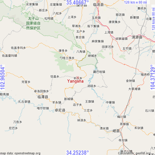 Yangsha on map