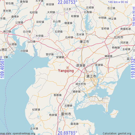 Yangqing on map