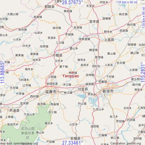 Yangqiao on map