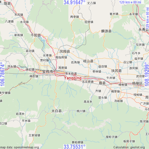 Yangping on map