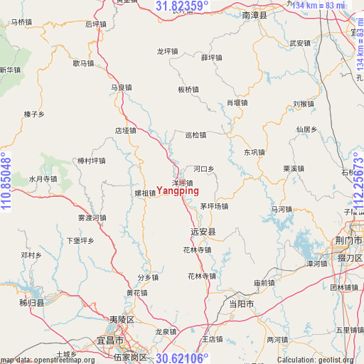 Yangping on map