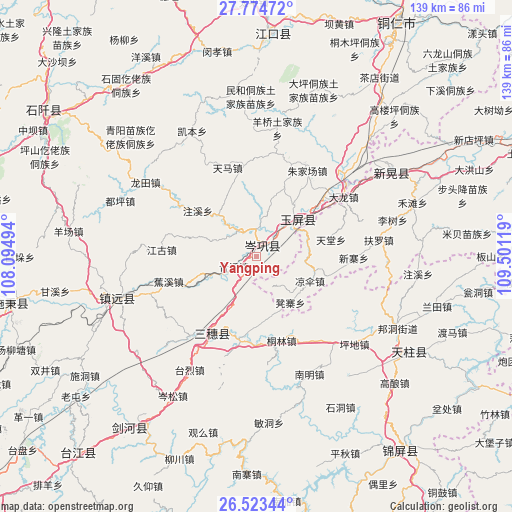 Yangping on map