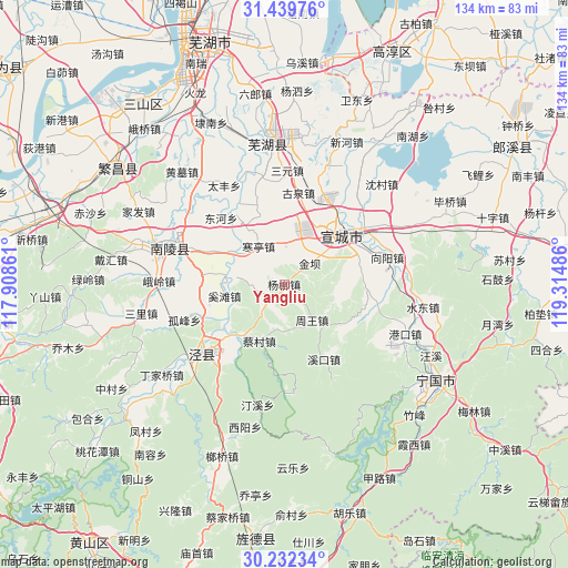 Yangliu on map