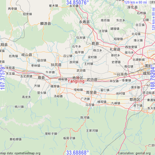 Yangling on map