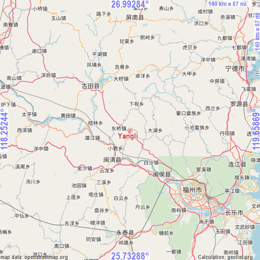 Yangli on map