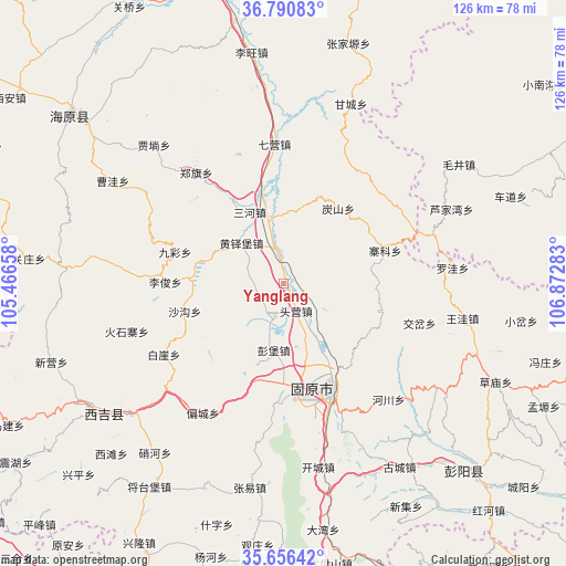 Yanglang on map