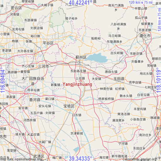 Yangjinzhuang on map