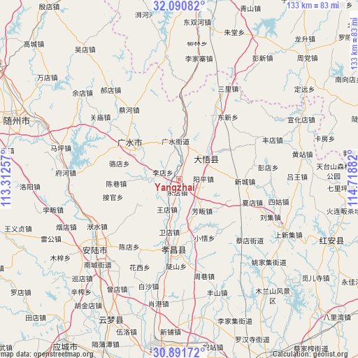 Yangzhai on map