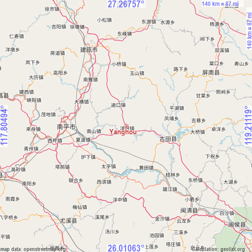 Yanghou on map