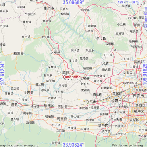 Yanghong on map