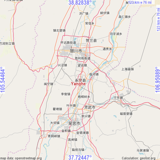 Yanghe on map