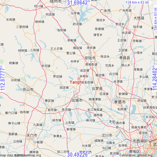 Yanghe on map