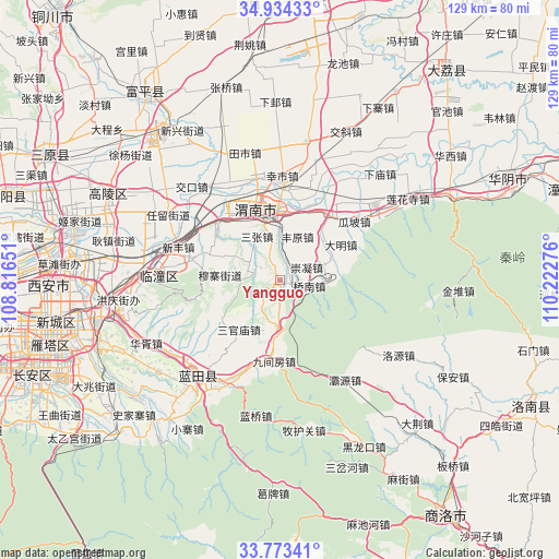 Yangguo on map