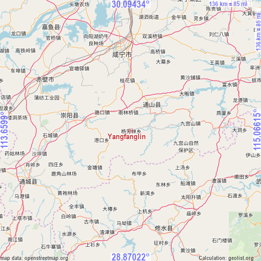 Yangfanglin on map