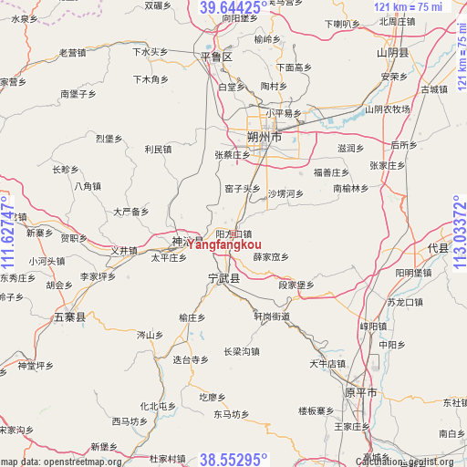 Yangfangkou on map