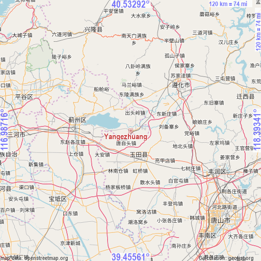 Yangezhuang on map