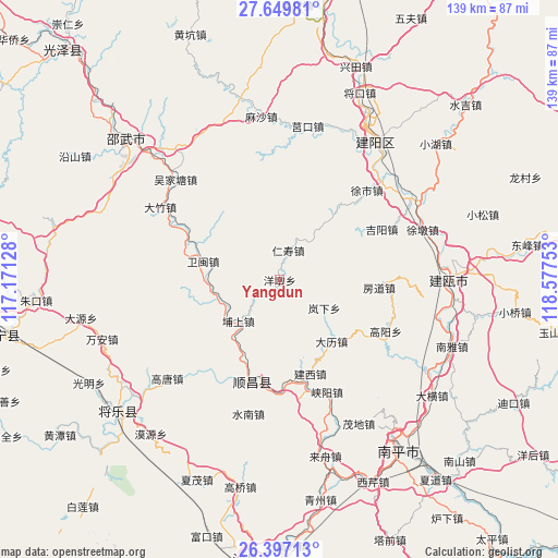 Yangdun on map