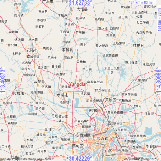 Yangdian on map