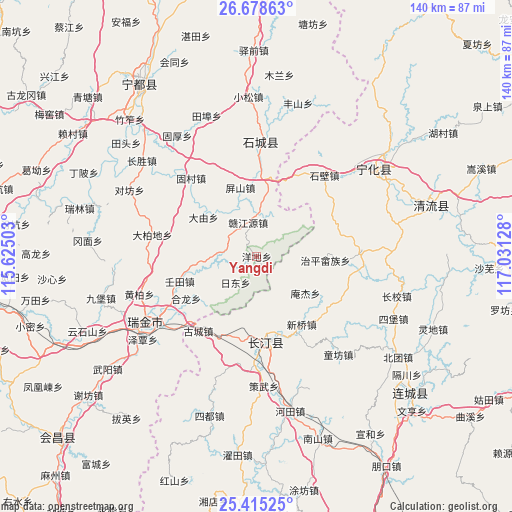 Yangdi on map