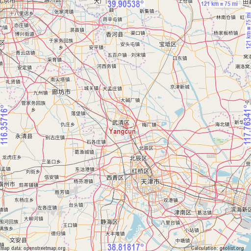 Yangcun on map