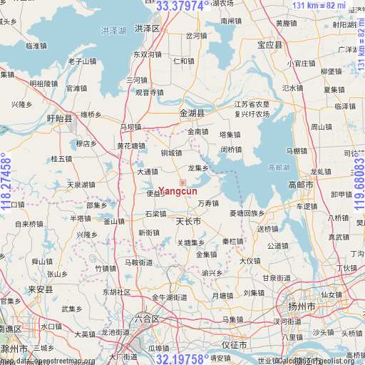 Yangcun on map