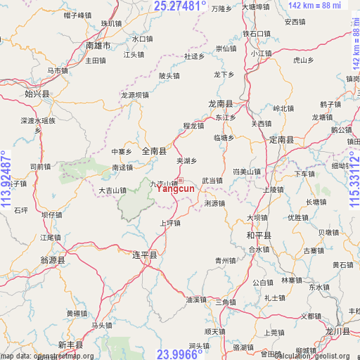 Yangcun on map