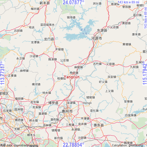 Yangcun on map