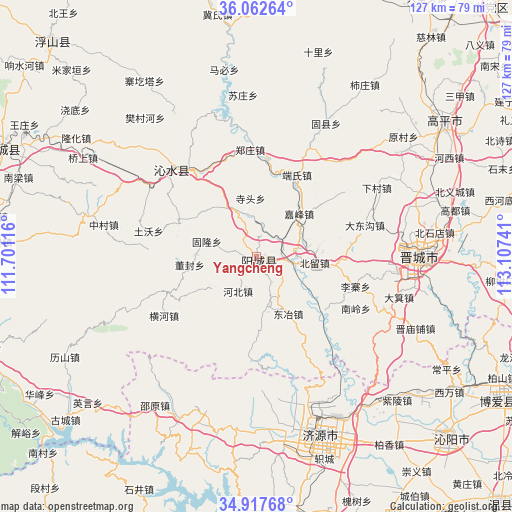 Yangcheng on map