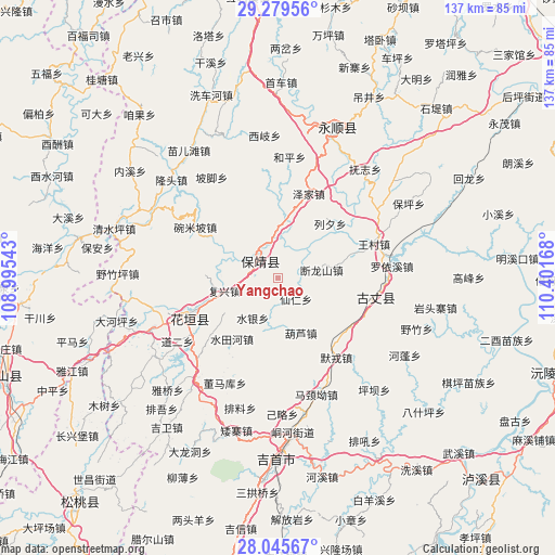 Yangchao on map