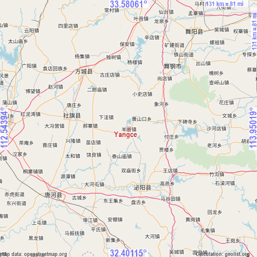 Yangce on map