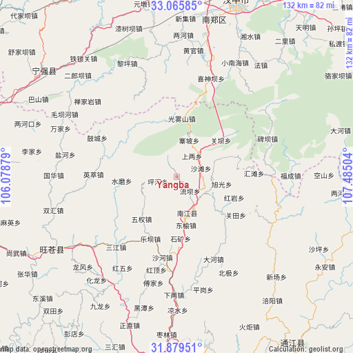 Yangba on map