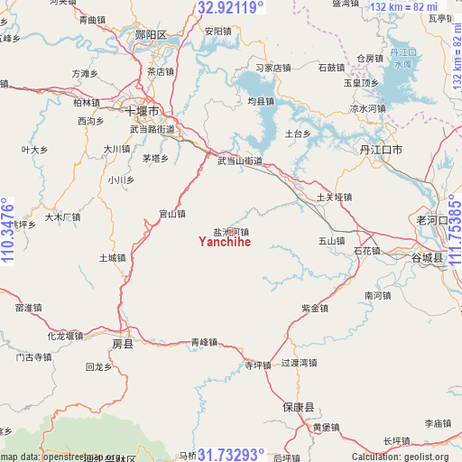 Yanchihe on map