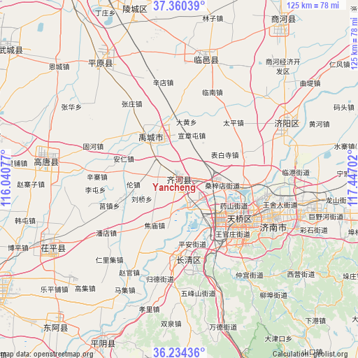 Yancheng on map