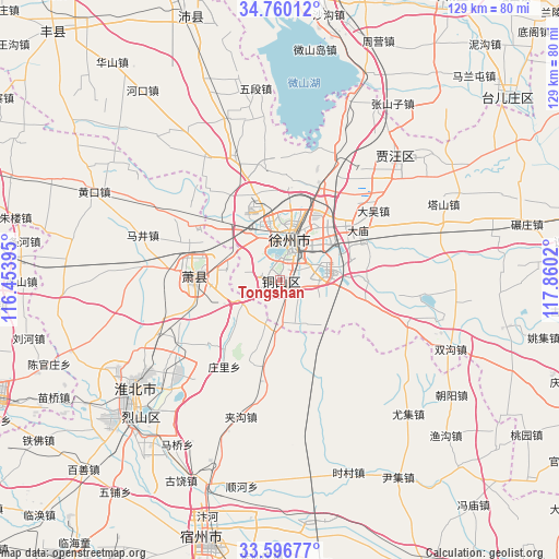 Tongshan on map